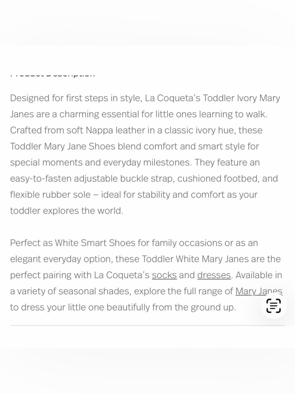 La Coqueta Ivory Nappa Leather Toddler Mary Jane Shoes Size 25 (9 US) - Picture 7 of 17